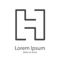 Letra H lineal espacio negativo en color gris