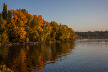 autumn landscape with lake and trees