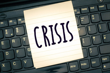Writing note showing Crisis. Business photo showcasing time when difficult or important decision must be made danger.
