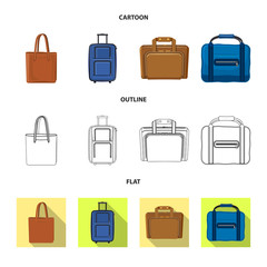 Vector illustration of suitcase and baggage icon. Collection of suitcase and journey stock vector illustration.