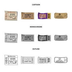 Isolated object of ticket and admission logo. Set of ticket and event stock symbol for web.