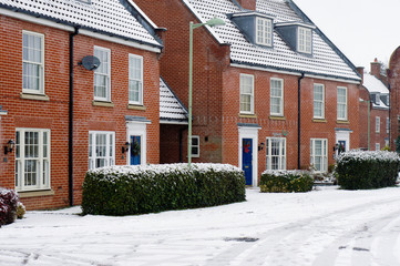 Modern houses in the snow