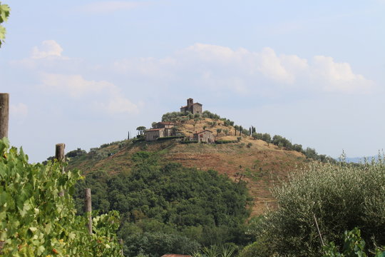 View of a little town on the Tuscan hills, in Media del Serchio Valley (Tuscany, Italy)