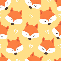 Cute fox seamless pattern background