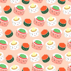 cute Japanese food seamless pattern background