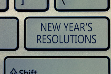Writing note showing New Year s is Resolutions. Business photo showcasing Wishlist List of things to accomplish or improve.