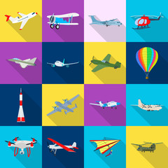 Vector design of plane and transport icon. Collection of plane and sky stock symbol for web.