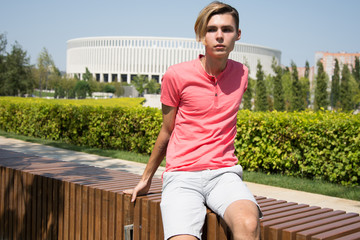 Student resting in the park.