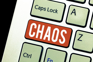 Handwriting text Chaos. Concept meaning Complete disorder and great confusion Widespread...