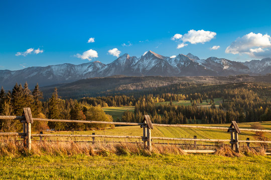 Tatra Mountains close up from Poland Slovakia border side