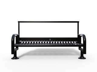 Blank bench billboard display for advertising. 3d render illustration.