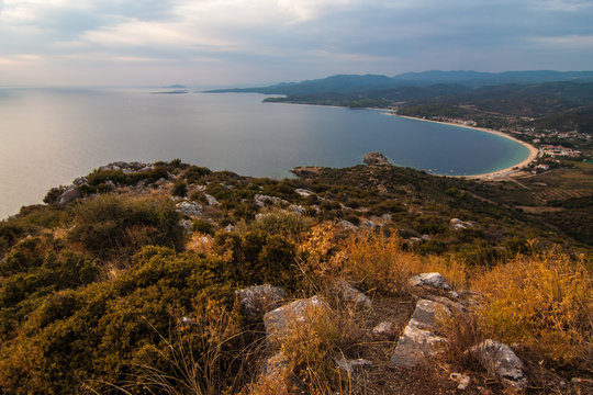 Blick auf den Strand von Toroni - Sithonia, Griechenland