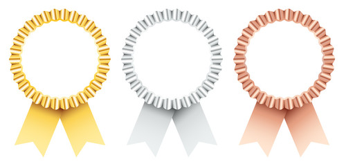 Award Badges Golden/Silver/Bronze Ribbon