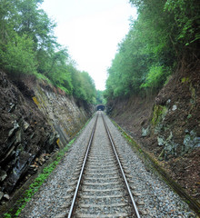 Fototapeta premium Railway tunnel at full speed, Spain