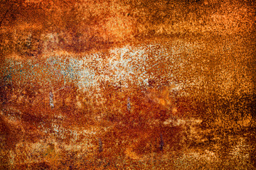 Closeup of rusted old red metal surface.