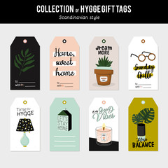 Super cute vector set of hygge cards, tags and labels.