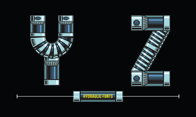 Alphabet Metal Hydraulic style in a set YZ