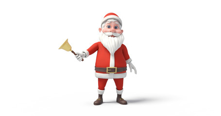 Bell Ringing Santa Clause On White Background Christmas And New Year Concept