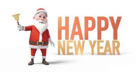 Bell Ringing Santa Clause With Happy New Year Message