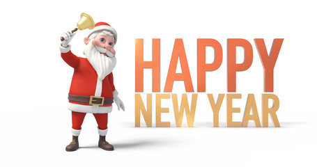 Bell Ringing Santa Clause With Happy New Year Message
