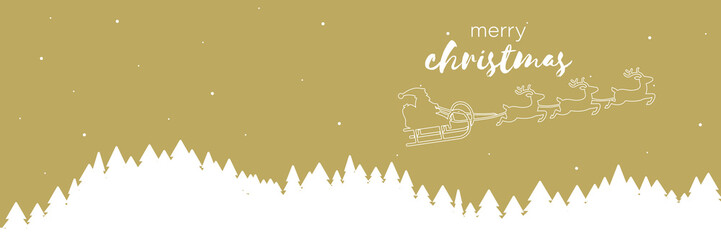 Weihnachtsgruß mit Waldlandschaft auf goldenem Hintergrund
