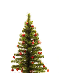 Christmas tree with red decorations