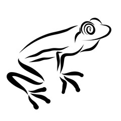 Frog with big eyes, black sketch, pattern