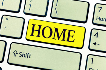 Handwriting text writing Home. Concept meaning place where one lives permanently Born Country...