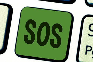 Conceptual hand writing showing Sos. Business photo text Urgent appeal for help International code signal of extreme distress.