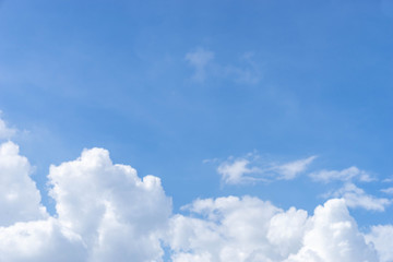 Naklejka na ściany i meble cloudscape, dramatic withe cloud on blue sky, copy space