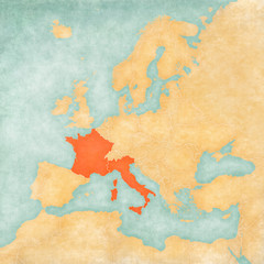 Map of Europe - France and Italy