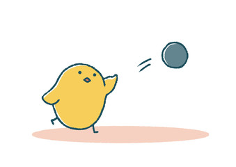 ゆるいひよこの砲丸投げ © TAMAGO POTATO