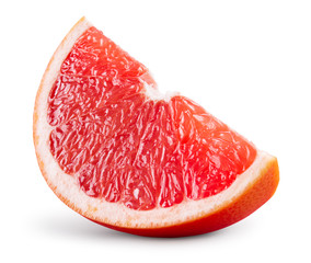 Grapefruit slice isolated. Grapefruit slice on white background. Clipping path.
