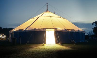 big tent at night