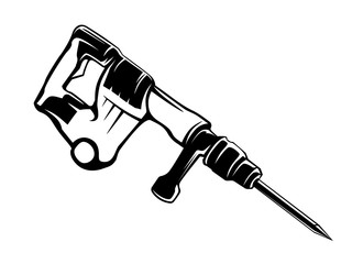 Jackhammer isolated on white vector illustration. Work tool.