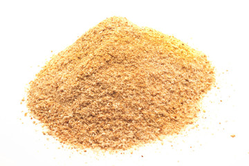 Pile of breadcrumbs isolated on white background