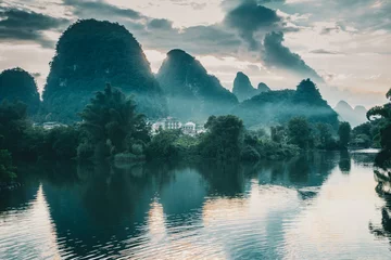 Peel and stick wall murals Guilin yangshuo landscape