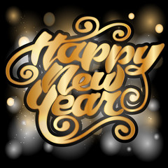 Vector Happy New Year text with glitter elements