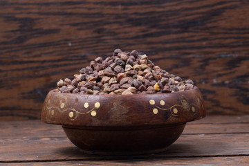 chick pea isolated on texture background 