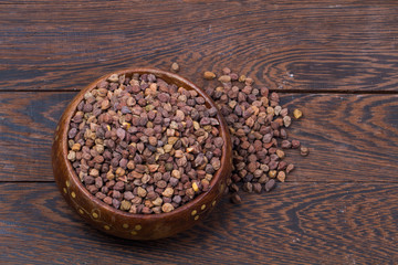 chick pea isolated on texture background 