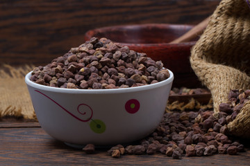 chick pea isolated on texture background 