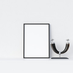 Frame Mockup Poster Mockup in White Interior with Beautiful Decoration
