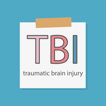 TBI Traumatic Brain Injury written in a notebook paper- vector illustration