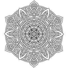 Black and white mandala vector isolated on white. Vector hand drawn circular decorative element.