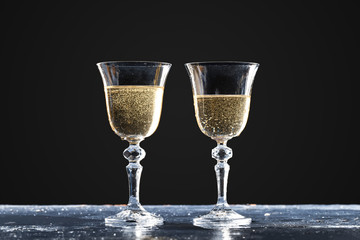 two glasses of sparkling wine