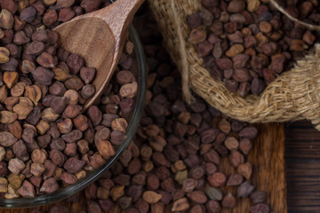 chick pea isolated on texture background