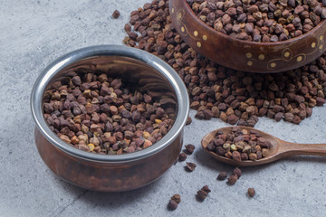 chick pea isolated on texture background