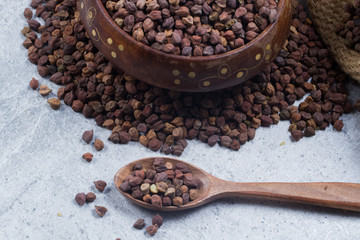 chick pea isolated on texture background.