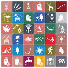 Fototapeta na wymiar Set of camping equipment icons