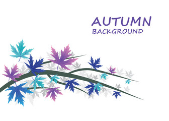 Fototapeta na wymiar Abstract Autumn background with Blue and purple leaves - Vector Illustration 
